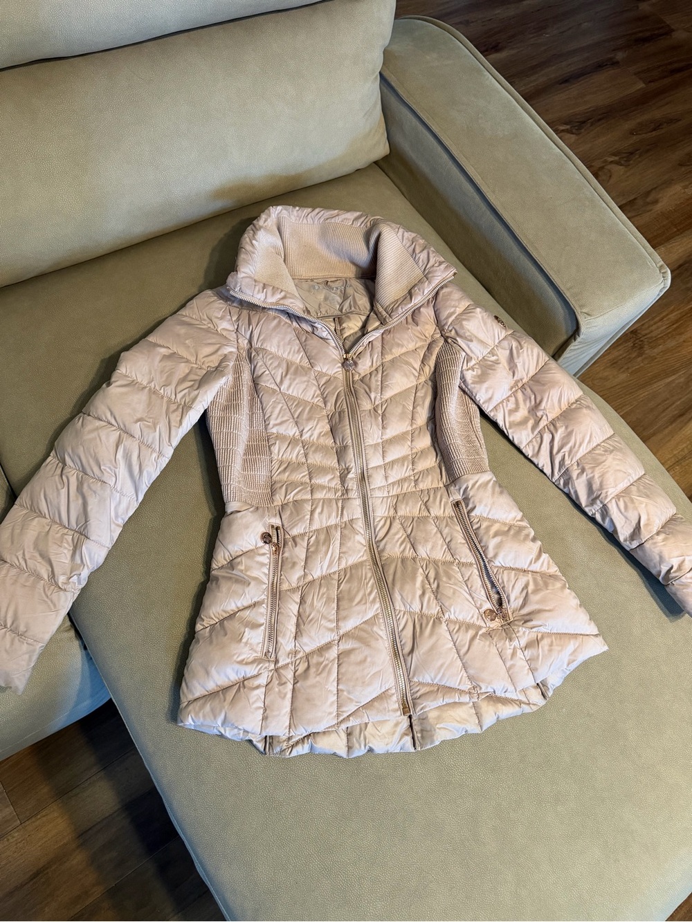 Bernardo Light Blush Quilted Puffer Jacket